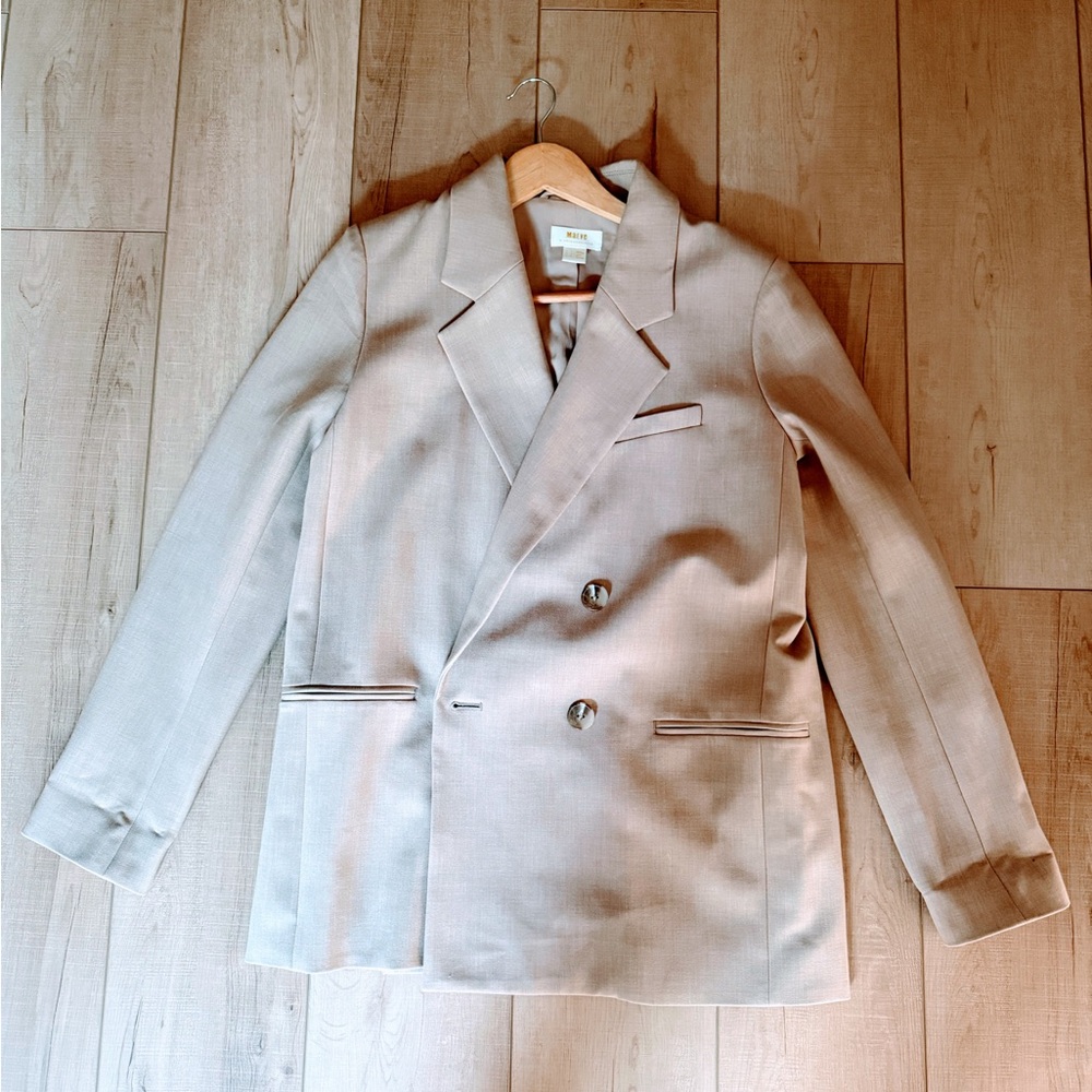 Maeve Beige Double-Breasted Blazer